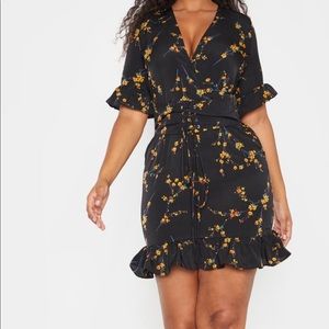 Black Floral Corset Swing Dress